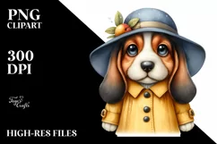Baby Basset Hound with Raincoat | Clipart Product Image 1