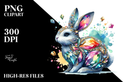 Whimsical Diamond Bunny on Splashy Background PNG Product Image 2