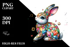 Diamond Bunny in Colorful Splash PNG Product Image 2