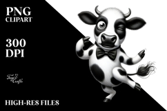 Whimsical Cow with Bow Tie, Trending PNG Product Image 2
