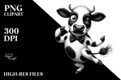 Whimsical Cow with Bow Tie, Trending PNG Product Image 2