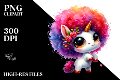 Cute Unicorn Playing with Afro Haircut PNG Product Image 2