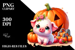 Cute Baby Pig Pumpin | Sublimation Clipart Product Image 2