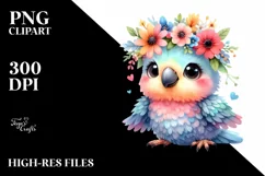 Smiling Baby Parrot with Whimsical Flowers | Sublimation | Product Image 3