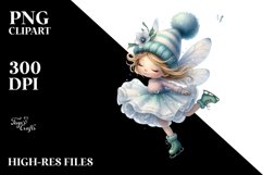 Small Fairy with Snow Flakes Watercolor PNG Product Image 2