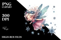 Small Fairy with Snow Flakes Watercolor PNG Product Image 2