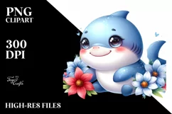 cute baby shark, White Background PNG Product Image 3