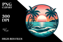 Retro Tropical Island Sunset Clipart Product Image 2