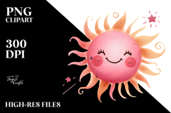 Simple Pinkish Smiling Sun PNG Product Image 2