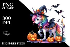 Vibrant Unicorn Halloween | Sublimation, Clipart Product Image 1
