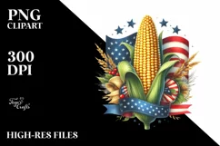 Vintage Corn Stars USA Flag Clipart Product Image 1
