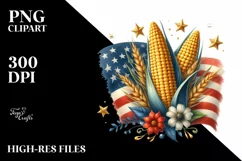 Vintage Corn Stars USA Flag Clipart Product Image 1