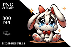 Bunny with Bow Tie, Expressive Sadness PNG Product Image 2