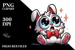 Bunny with Bow Tie, Expressive Sadness PNG Product Image 2