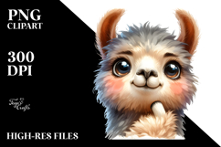Funny Baby Llama Portrait PNG Product Image 2