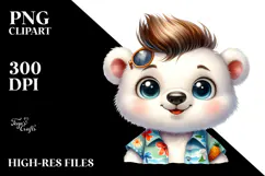 Cute Baby Polar Bear with Cool Haircut, Transparent PNG Product Image 2