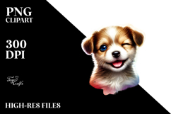 Winking Puppy Digital Painting PNG Product Image 2