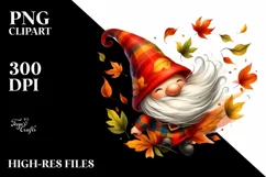 Colorful Gnome Tumbling with Autumn Leaves PNG Product Image 3