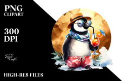 Playful Penguin in Beachwear PNG Product Image 2