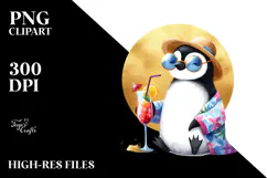 Playful Penguin in Beachwear PNG Product Image 2