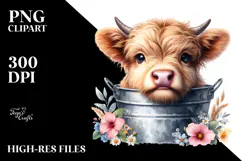 Cute Baby Highland Cow PNG Product Image 2