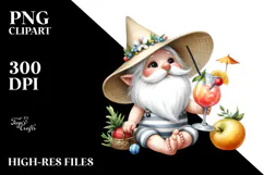 Whimsical Gnome Drinking Cocktail PNG Product Image 2