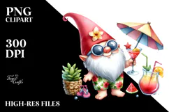 Gnome Drinking with Summer Clothes, High-Res PNG Product Image 2