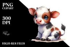 Cute Baby Cow Painting PNG Product Image 2