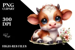 Cute Baby Cow Painting PNG Product Image 2