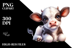 Cute Baby Cow Painting PNG Product Image 2