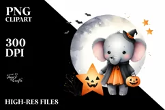 Cute Baby Elephant Halloween PNG Product Image 1