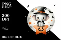 Cute Baby Elephant Halloween PNG Product Image 1