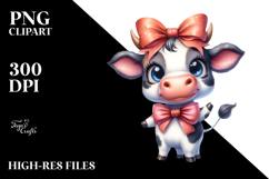 Cow Big Eyes Bow Clipart Product Image 2