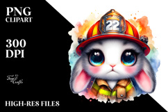 Goofy Watercolor Rabbit with Crazy Eyes PNG Product Image 2
