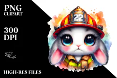Goofy Watercolor Rabbit with Crazy Eyes PNG Product Image 2
