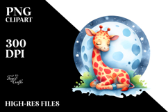 Sleeping Giraffe on the Moon | Clipart Product Image 2