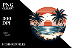 Vintage Tropical Beach Sunset PNG Product Image 2