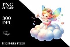 Colorful Fairy on Cloud | Sublimation Clipart Product Image 3