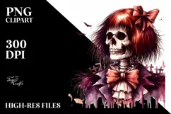 Cute Skull with Tom Style, Retro PNG Product Image 3