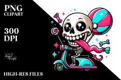 Funny Skeleton with Balloon, Colorful PNG Product Image 2