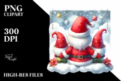 Vibrant Santa on Cloud with Snowflakes PNG Product Image 1