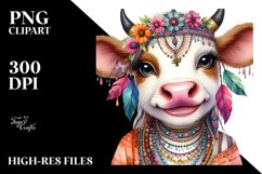 Funny Cow Smiling Diva Look Clipart Product Image 1