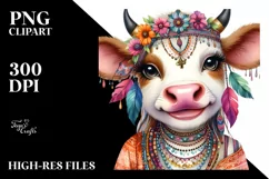 Funny Cow Smiling Diva Look Clipart Product Image 1