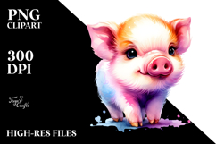 Watercolor Cute Baby Pig in the Style of | Sublimation | Product Image 2