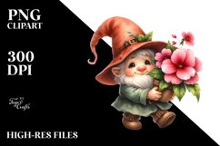 Cute Baby Gnome with Impatiens, Transparent PNG Product Image 2