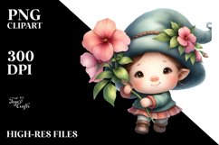 Baby Gnome with Impatiens Floral Frame Product Image 2