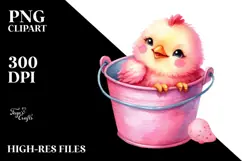 cute Baby Chicken with Bucket PNG Product Image 2