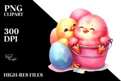 cute Baby Chicken with Bucket PNG Product Image 2