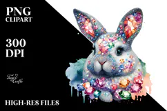 Diamond Bunny in Colorful Splash PNG Product Image 2