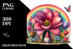 Watercolor Gnome House Flower Rainbow Bird Butterfly | Product Image 1